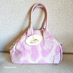 New With Tags Vivienne Westwood Pink Leapard Orb Handbag.